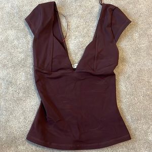 NWOT FREE PEOPLE Duo Corset Cami in Bitter Chocolate
